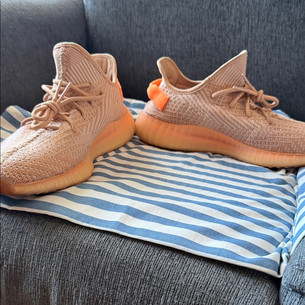Yeezy Boost 350 V2 Pink Tan Knit Sneakers - Picture 4 of 4